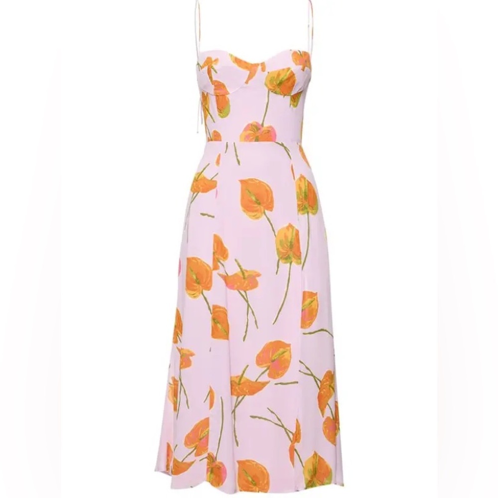 Reformation Pink and Orange Floral Midi Dress